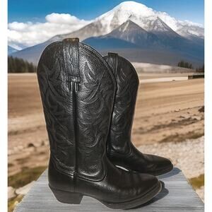 Ariat Men's Heritage Western R Toe Black Deertan Boots 10002218 Size 8.5D EUC